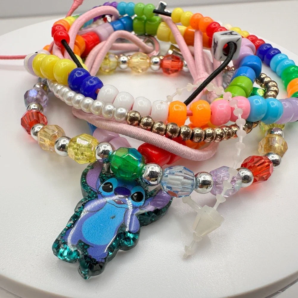 Vintage 90s Y2K Kandi Beaded Bracelet‎ Lot Stitch Charm Women's Classic Jewelry